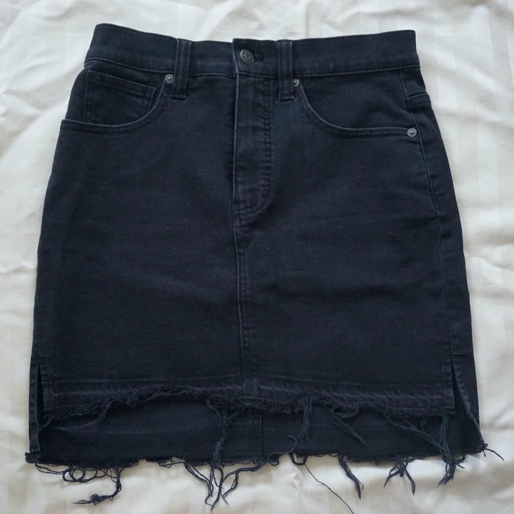 Madewell black ashcraft wash denim mini skirt